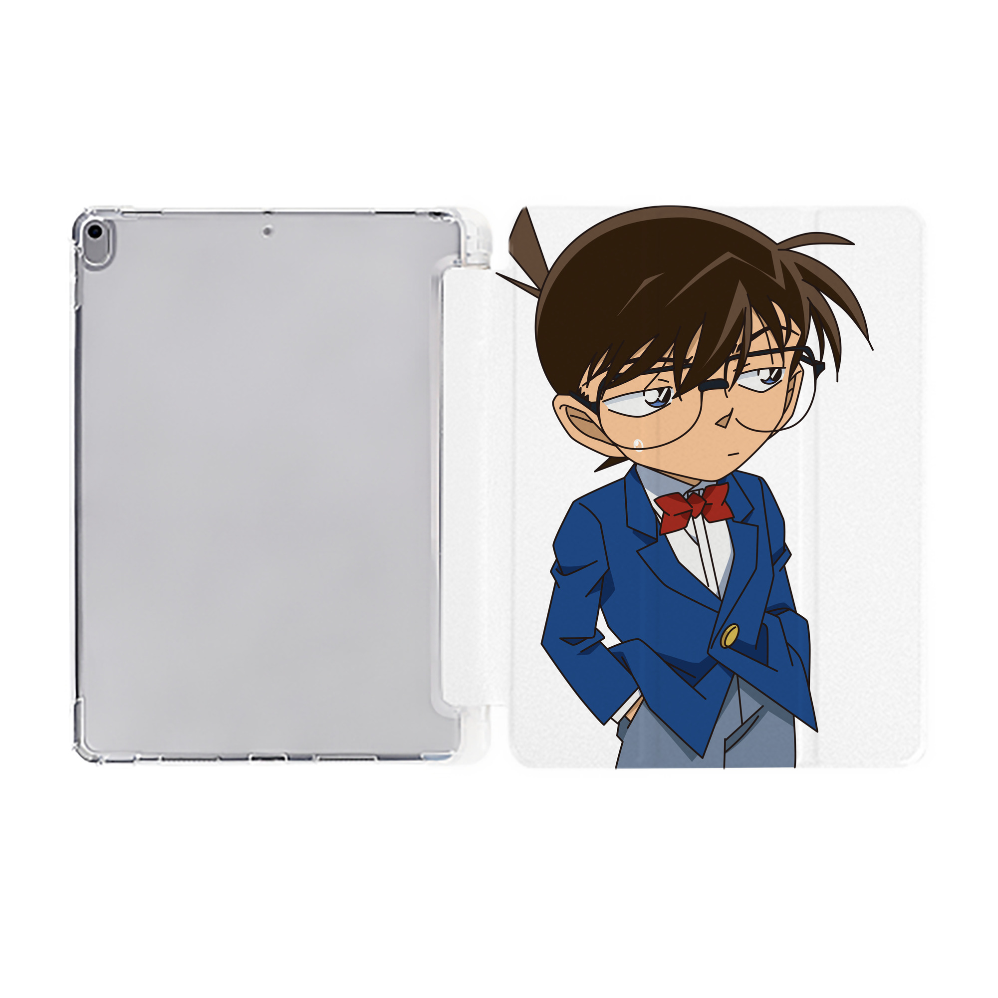 （画像用） 名探偵コナン 江戸川 コナン Detective Conan Conan Edogawa IPad ケース ペン収納付き 三つ折りスタンド PUレザー×シリコン 対応機種9.5/10.5/10.9インチ